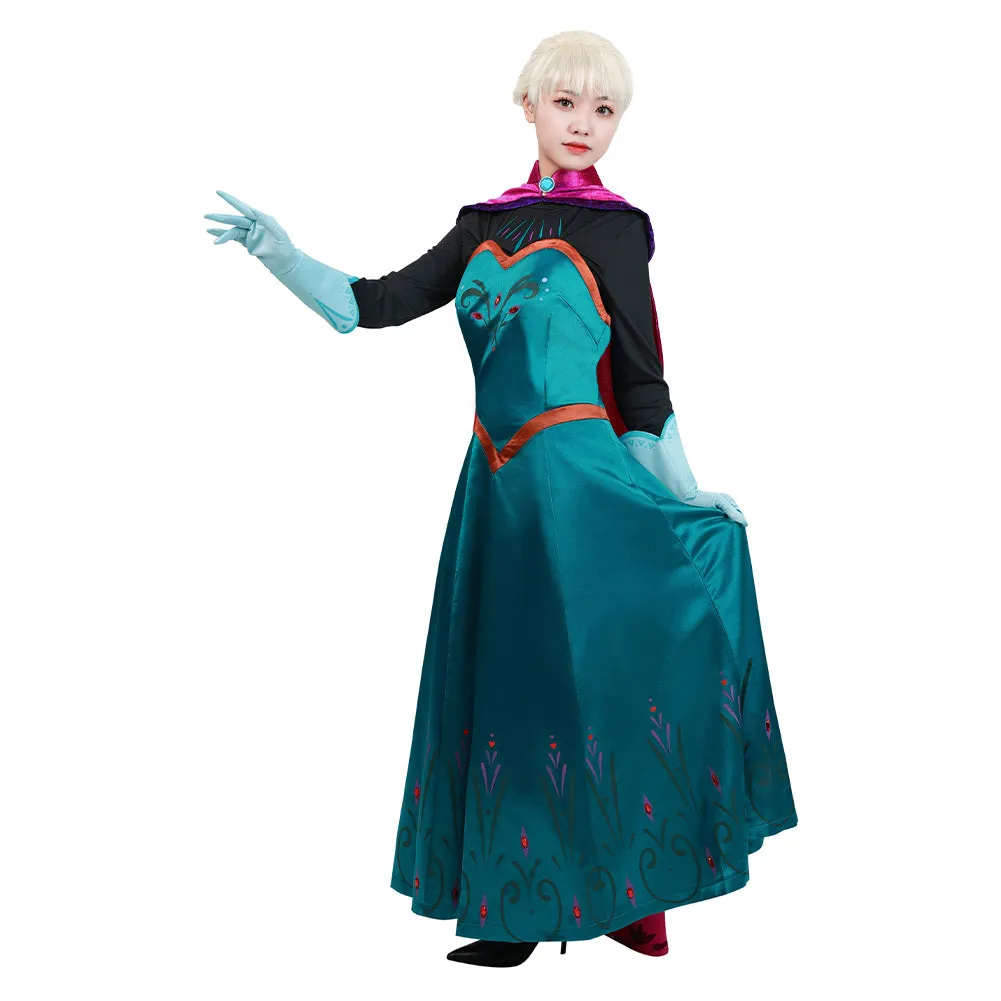Movie Frozen Elsa Queen Costume Women Dress Outfit Cosplay Costume Halloween Carnival Costume