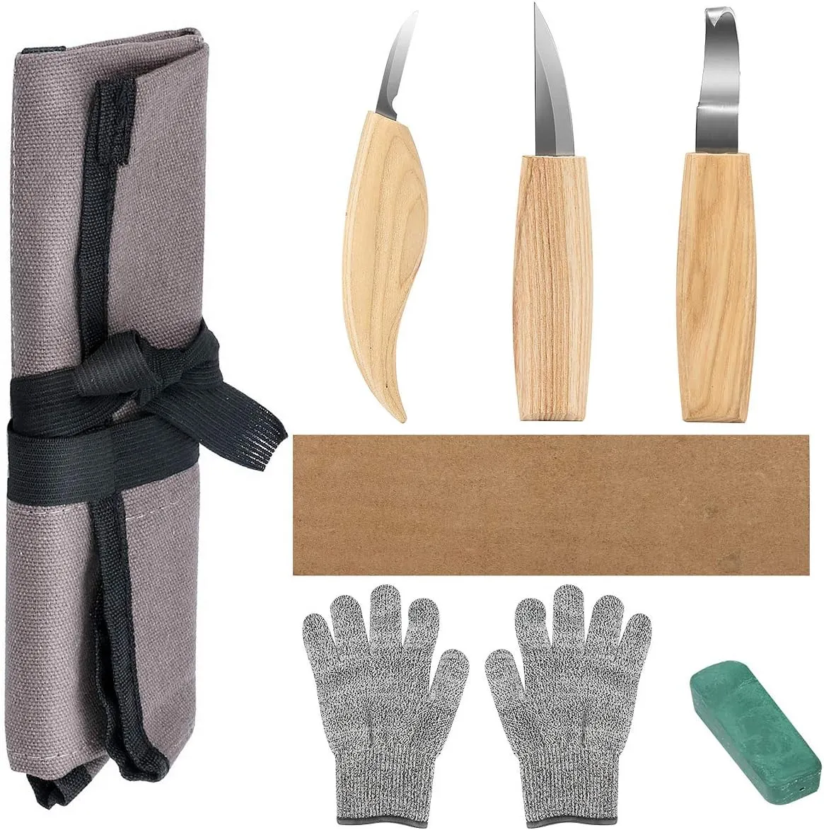 NEW Retails $50 Winkeyes 7pc Wood Carving Knife Set Beginner Wood Carving Kit Convenient Wood Carving Tools Set 3 Knives Hook Knife Sloyd Knife Detail Knife for Kuksa Wood Spoon Bowl Cups Carving