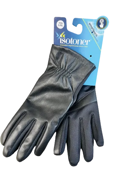 NEW Women's Black Isotoner Stretch Vegan Leather Touch Screen Gloves Size L/XL - Retails $50 