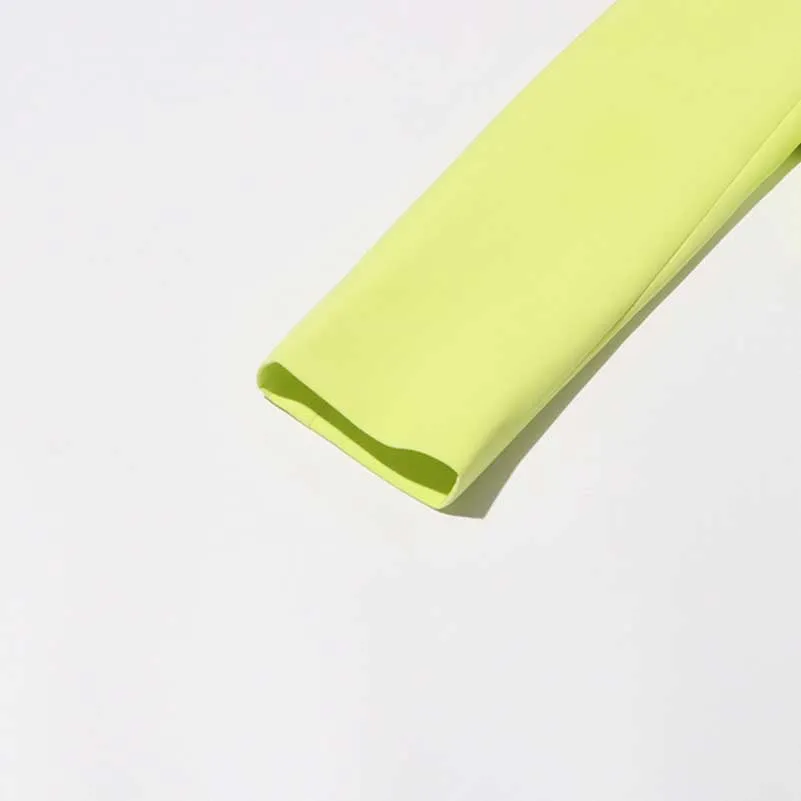 One Button Short Blazer Loose Pants Suits Lemon Green
