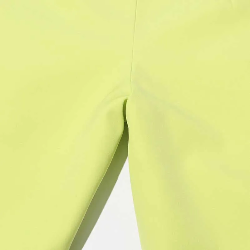 One Button Short Blazer Loose Pants Suits Lemon Green