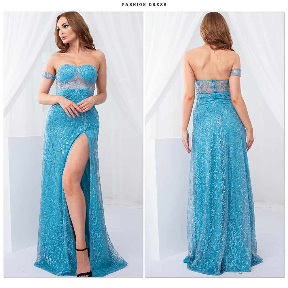 One Sleeve Strapless Long Ball Gown Split Leg Hollow Out Party Maxi Dress