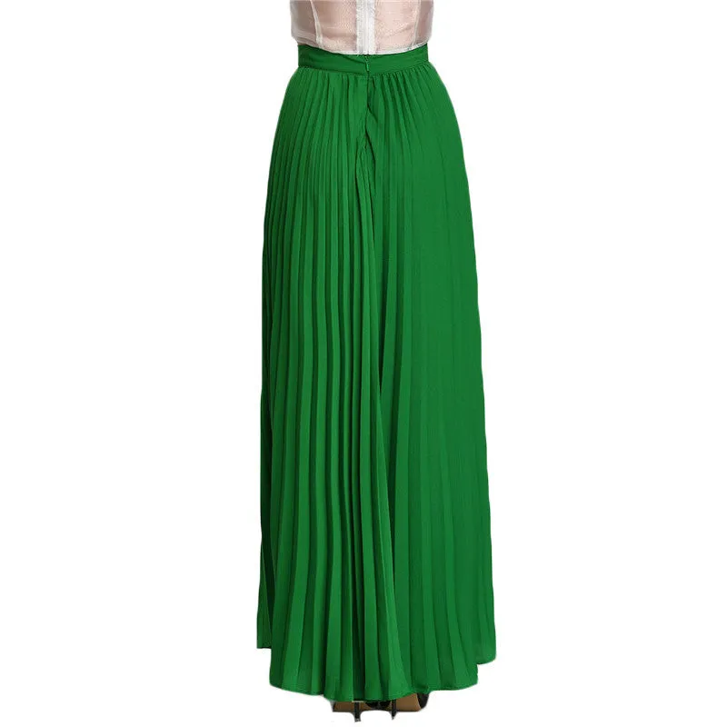Patra Green Pleated Empire Skirt