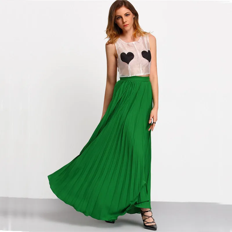 Patra Green Pleated Empire Skirt