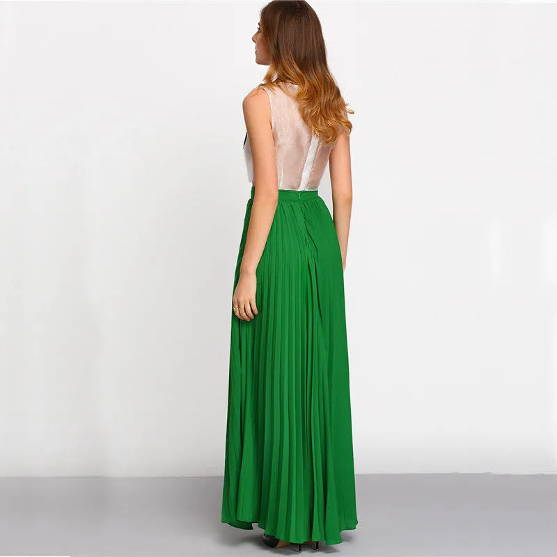 Patra Green Pleated Empire Skirt