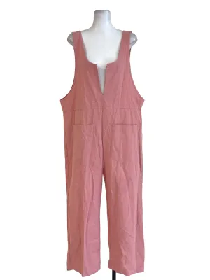 Peach Pink V Neck Long Jumpsuits
