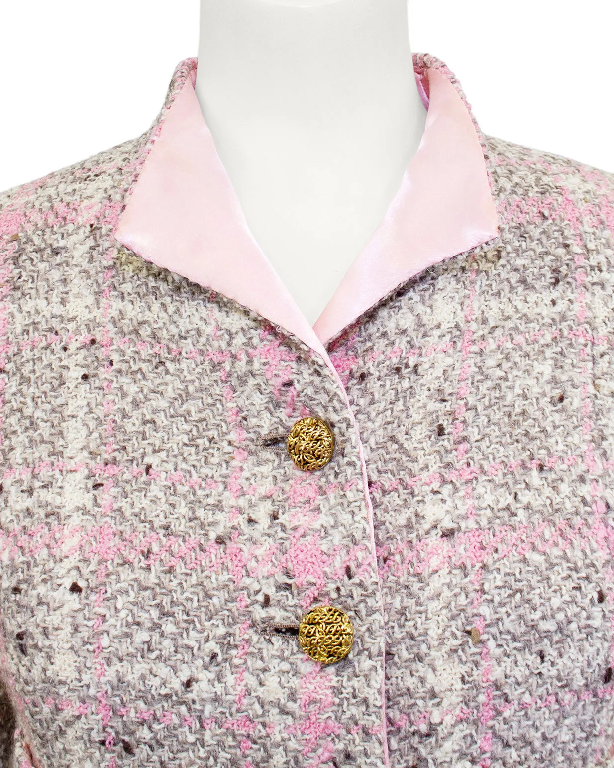 Pink and Grey Tweed Haute Couture Suit