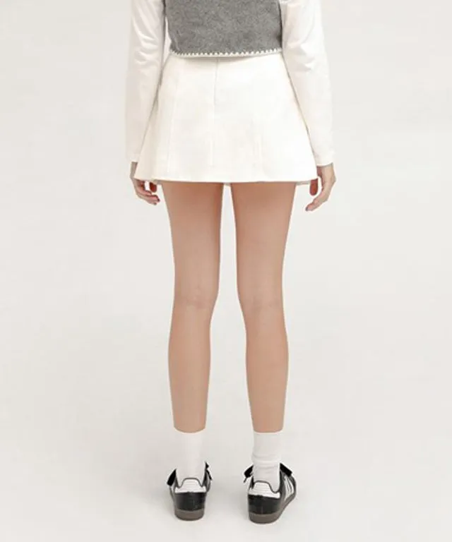 PIV'VEE Coated Pleated Skirt - Cloud White