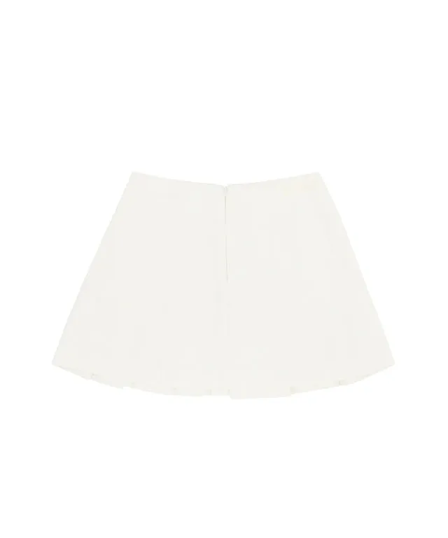 PIV'VEE Coated Pleated Skirt - Cloud White