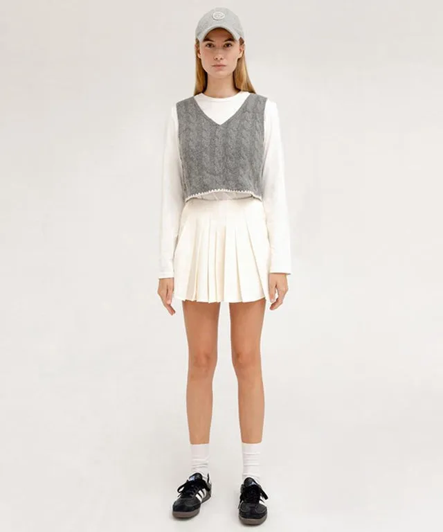 PIV'VEE Coated Pleated Skirt - Cloud White