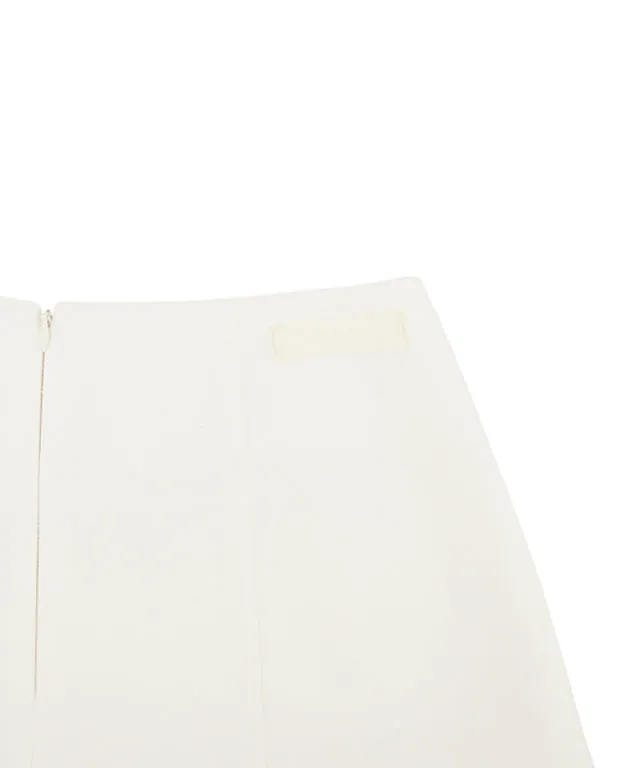 PIV'VEE Coated Pleated Skirt - Cloud White
