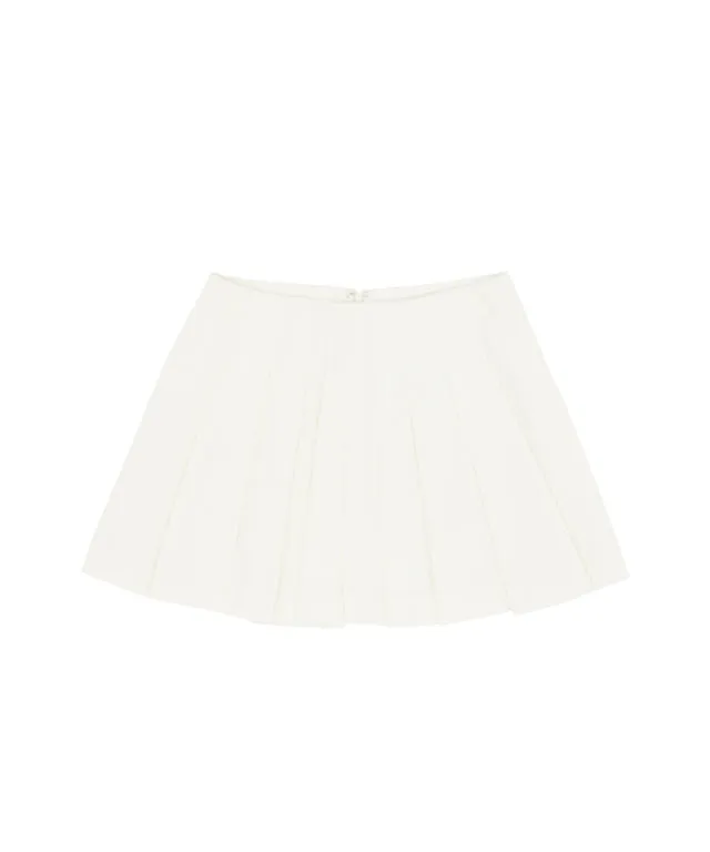 PIV'VEE Coated Pleated Skirt - Cloud White
