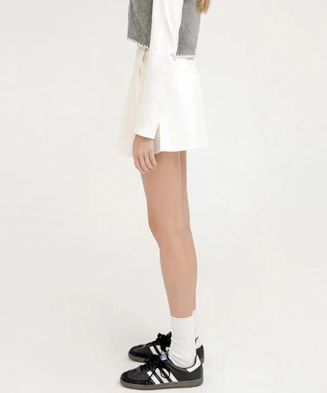 PIV'VEE Coated Pleated Skirt - Cloud White