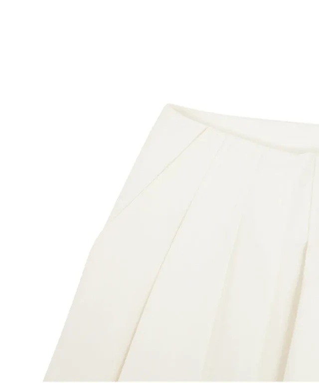 PIV'VEE Coated Pleated Skirt - Cloud White