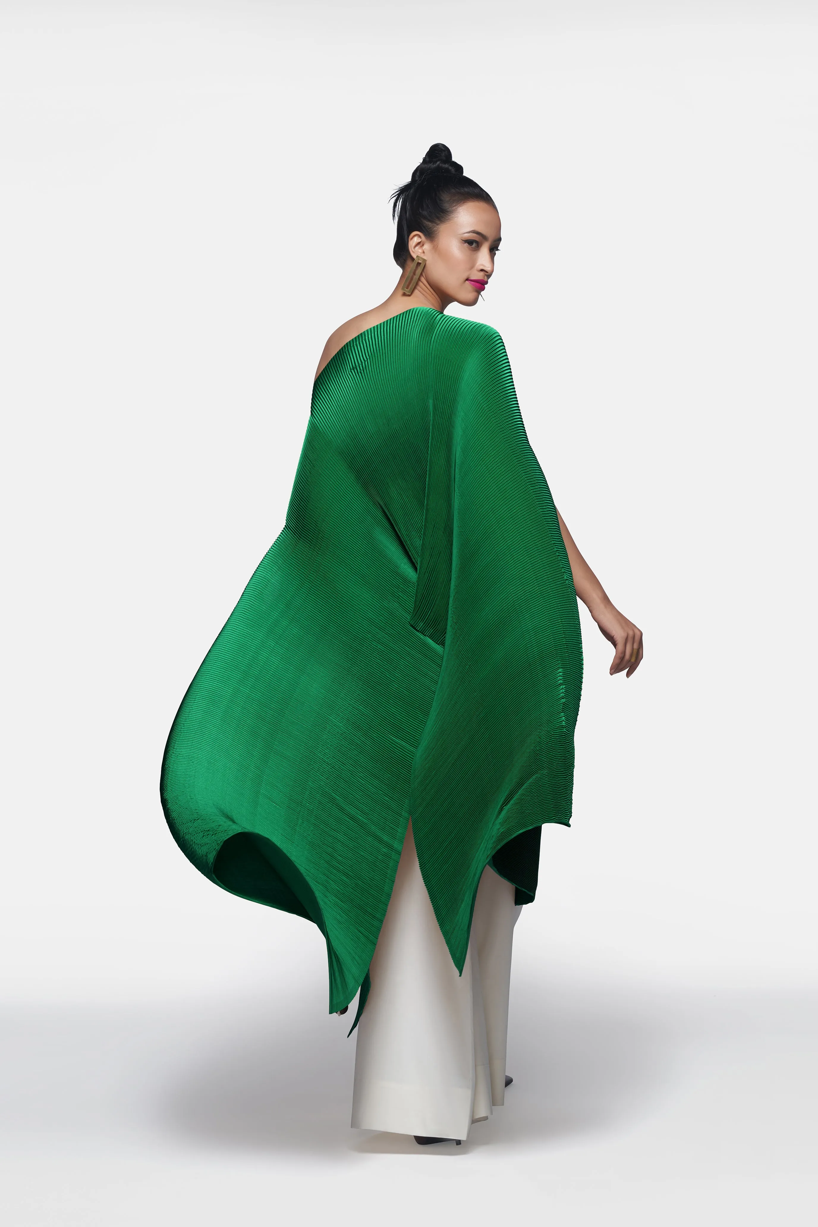 Pleated Long Poncho