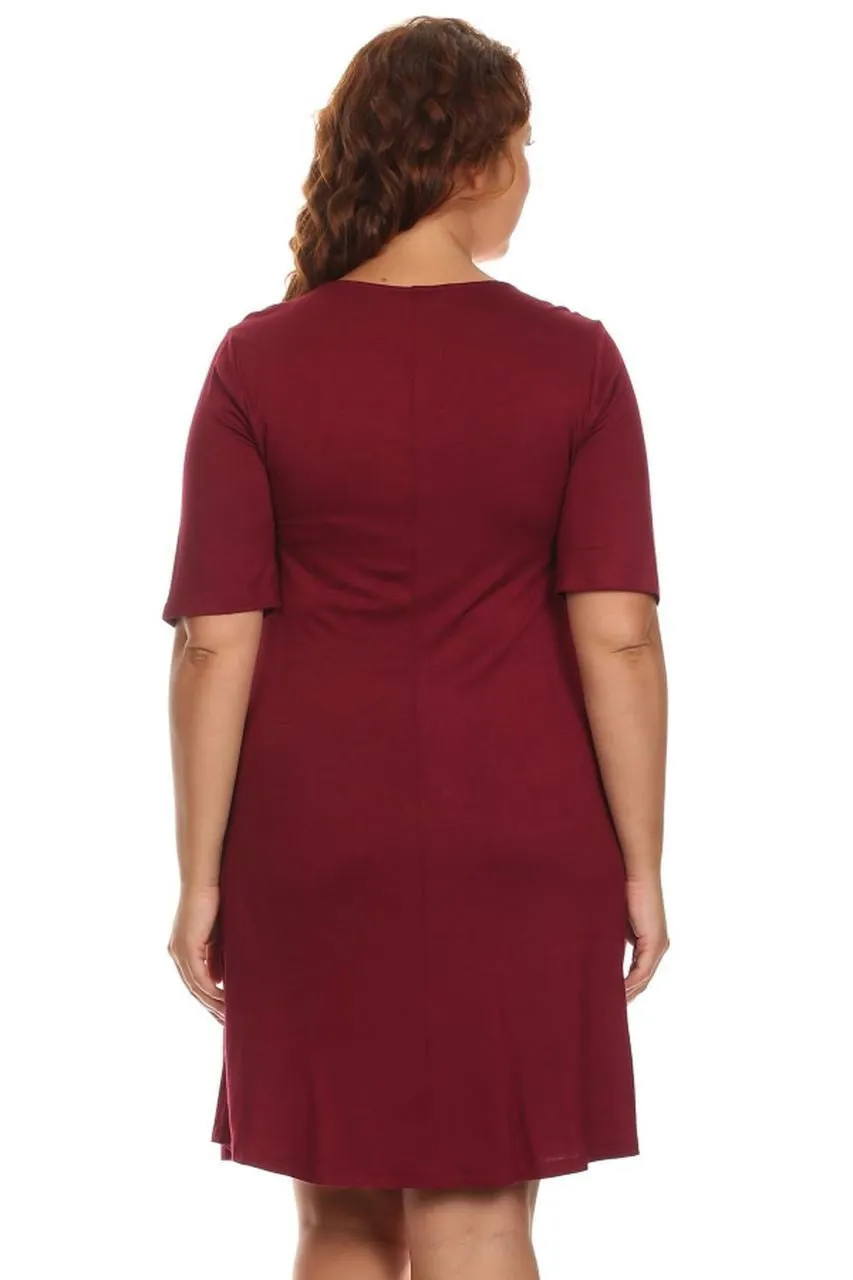 Plus Size Dresses with Sleeves with Pockets Brown