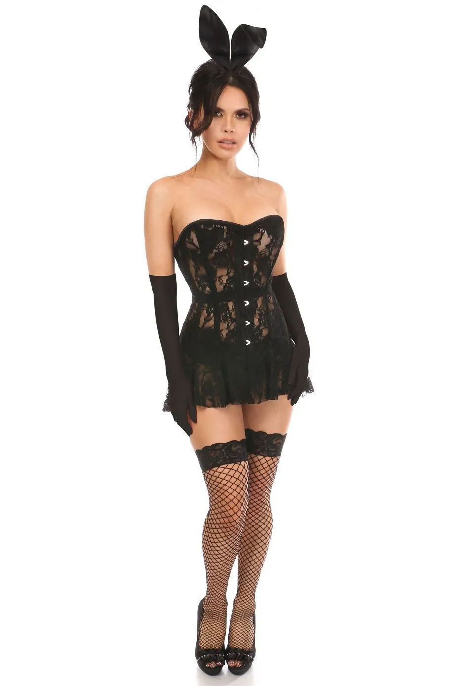 Plus Size Sexy Black Bunny Corset Dress Costume