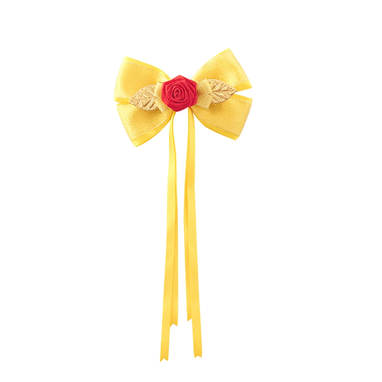 Princess Dress up Accessories 6" Hair Bow Clips, Long Satin Gloves for Girls Women Halloween Party