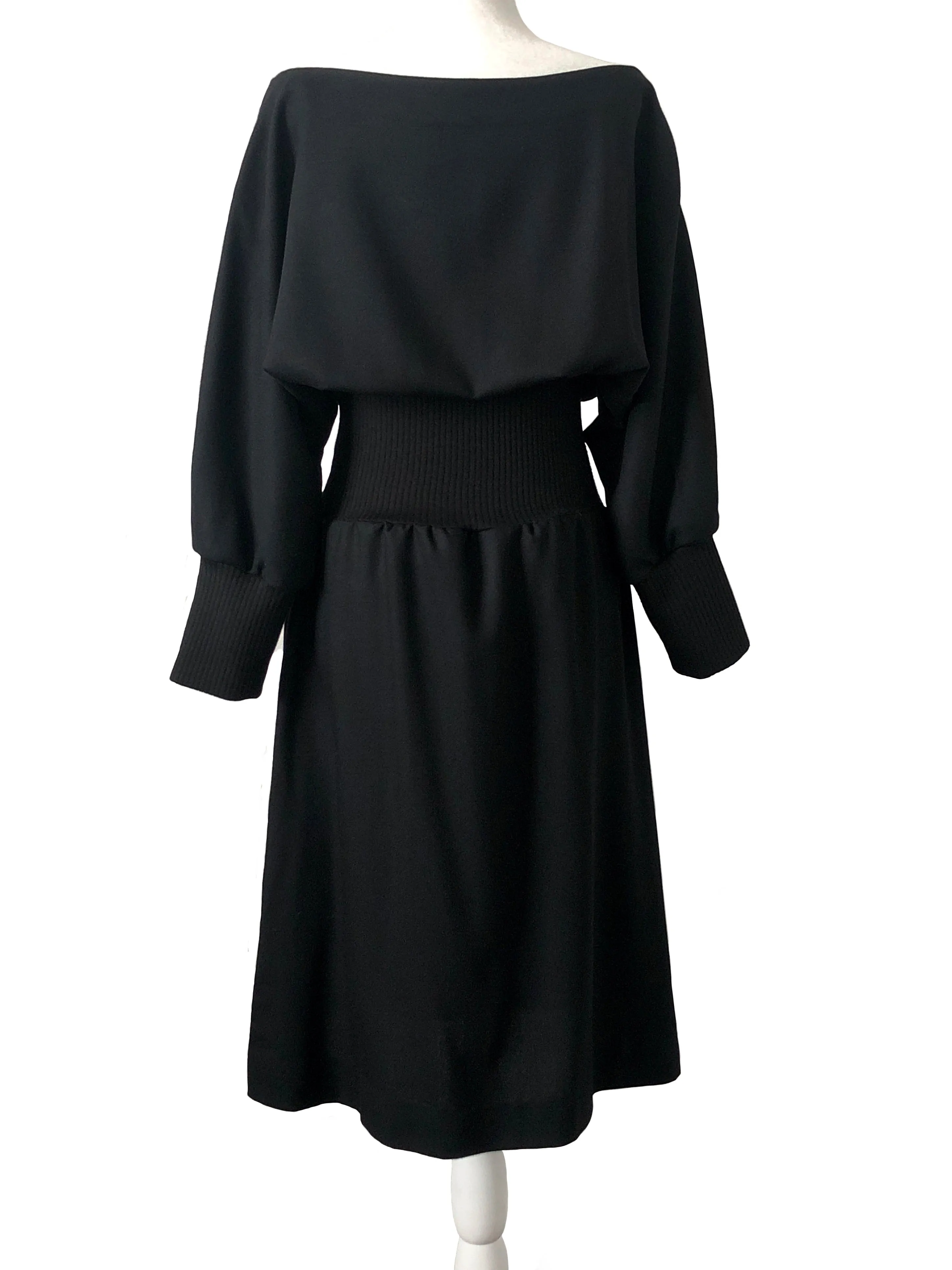 Puff-sleeve Elastic Waist Dress