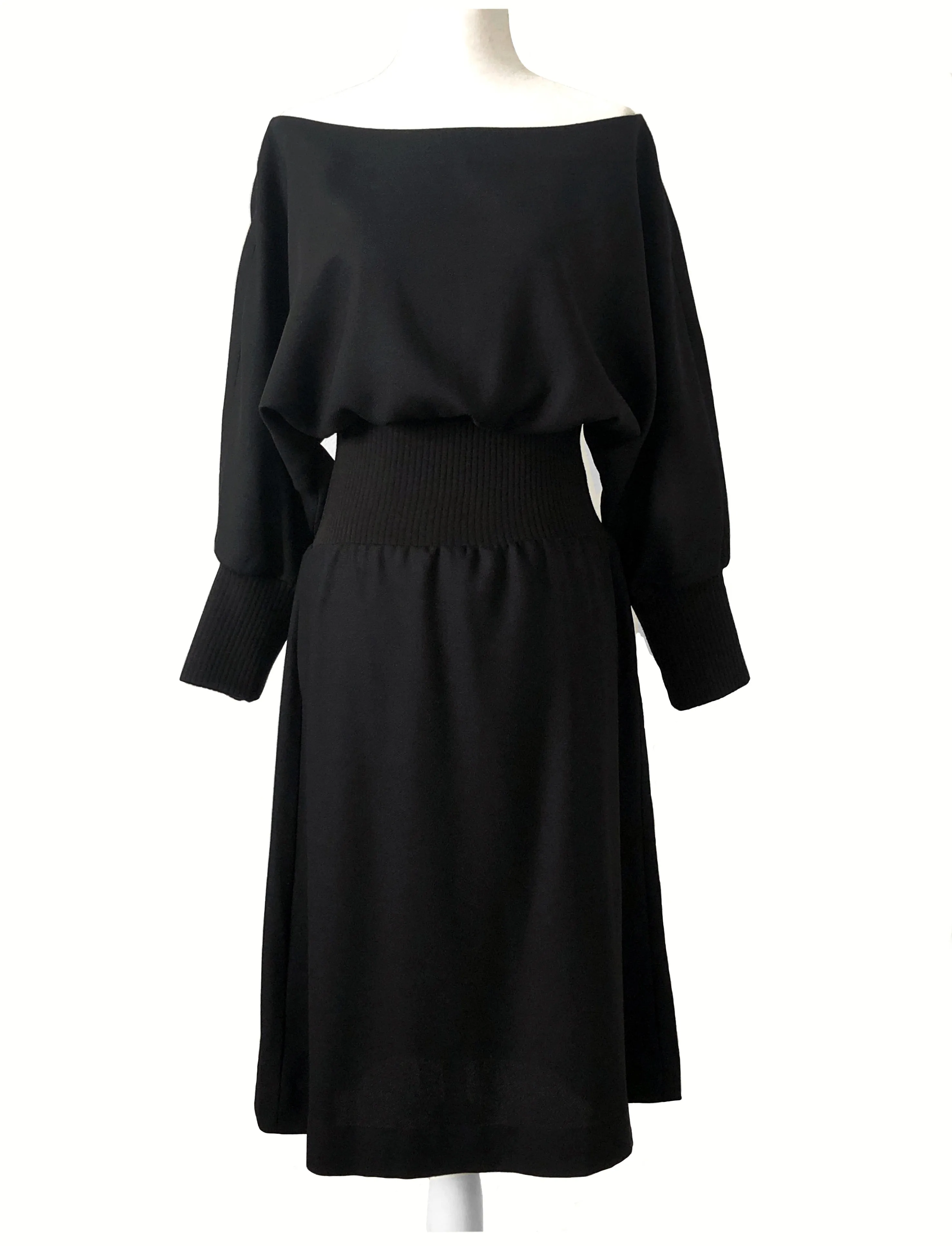 Puff-sleeve Elastic Waist Dress