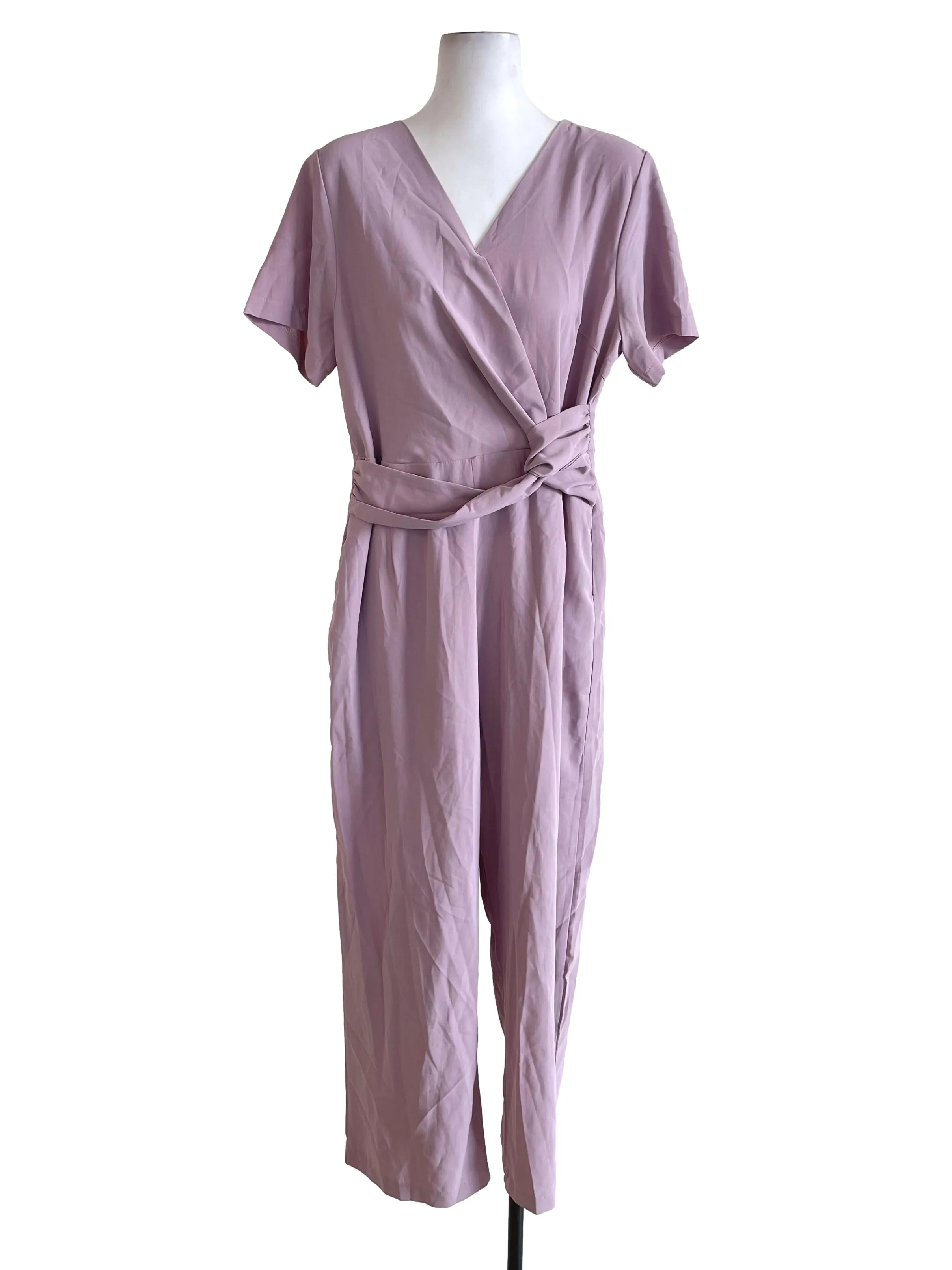 Purple V Neck Jumpsuit