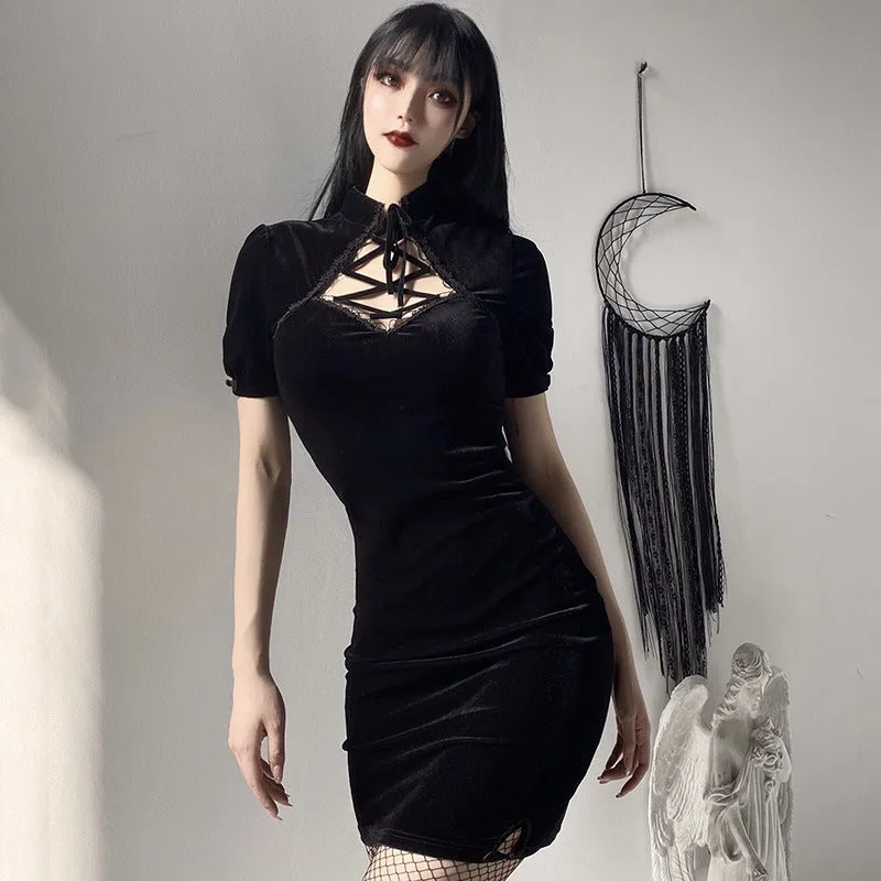 "GOTHIC DARK SEXY" CHEONGSAM DRESS Y050901
