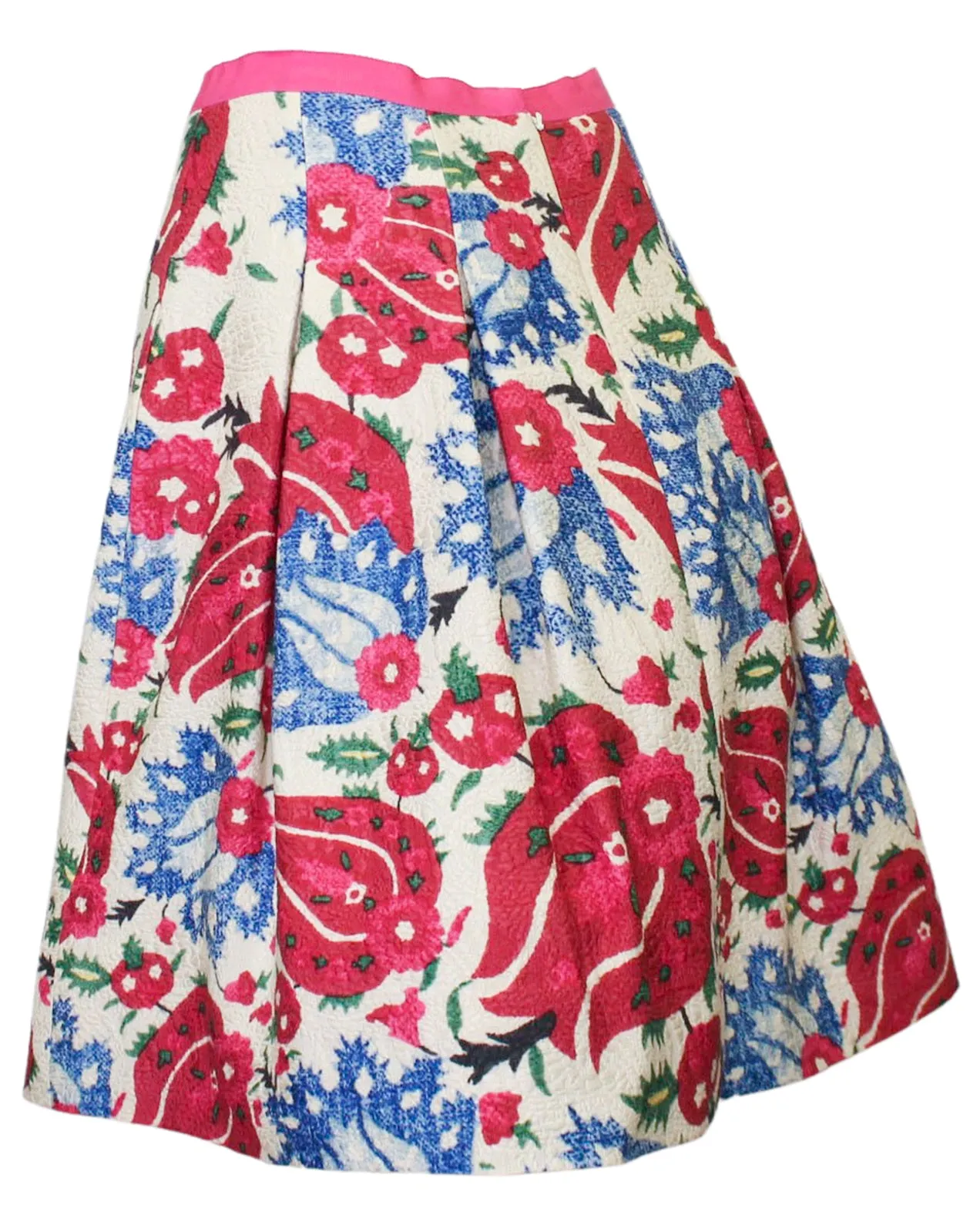 Red and Blue Floral Print Skirt