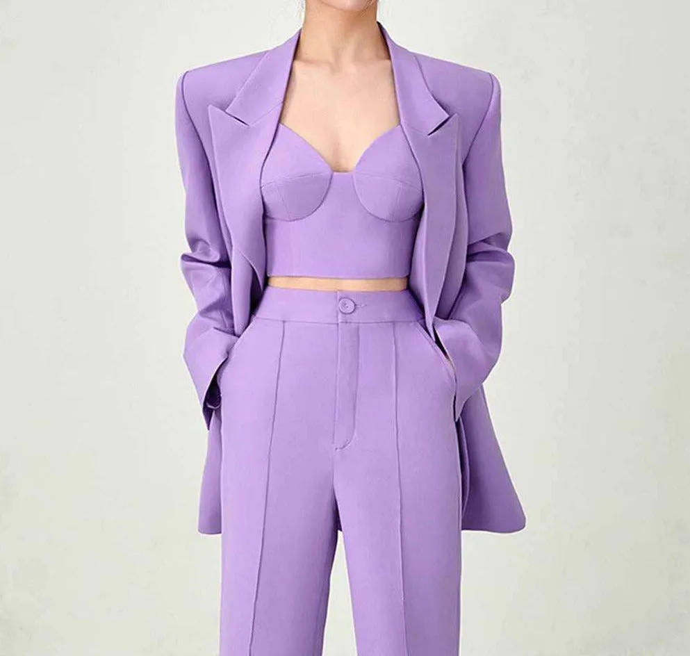 Regular-Fit 3-Piece Suit Three-piece suit, Womens suit, Pants Blazer Top, Womens Suit Set, Wedding Suit
