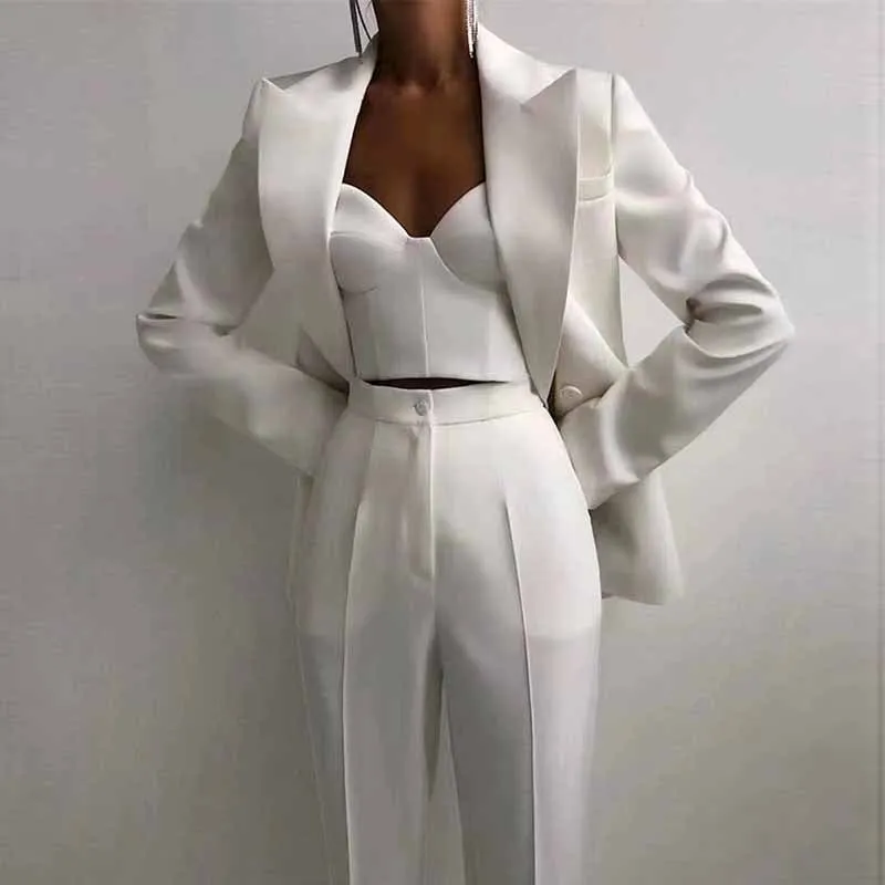 Regular-Fit 3-Piece Suit Three-piece suit, Womens suit, Pants Blazer Top, Womens Suit Set, Wedding Suit