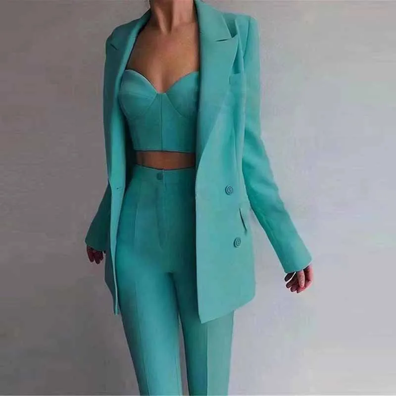 Regular-Fit 3-Piece Suit Three-piece suit, Womens suit, Pants Blazer Top, Womens Suit Set, Wedding Suit