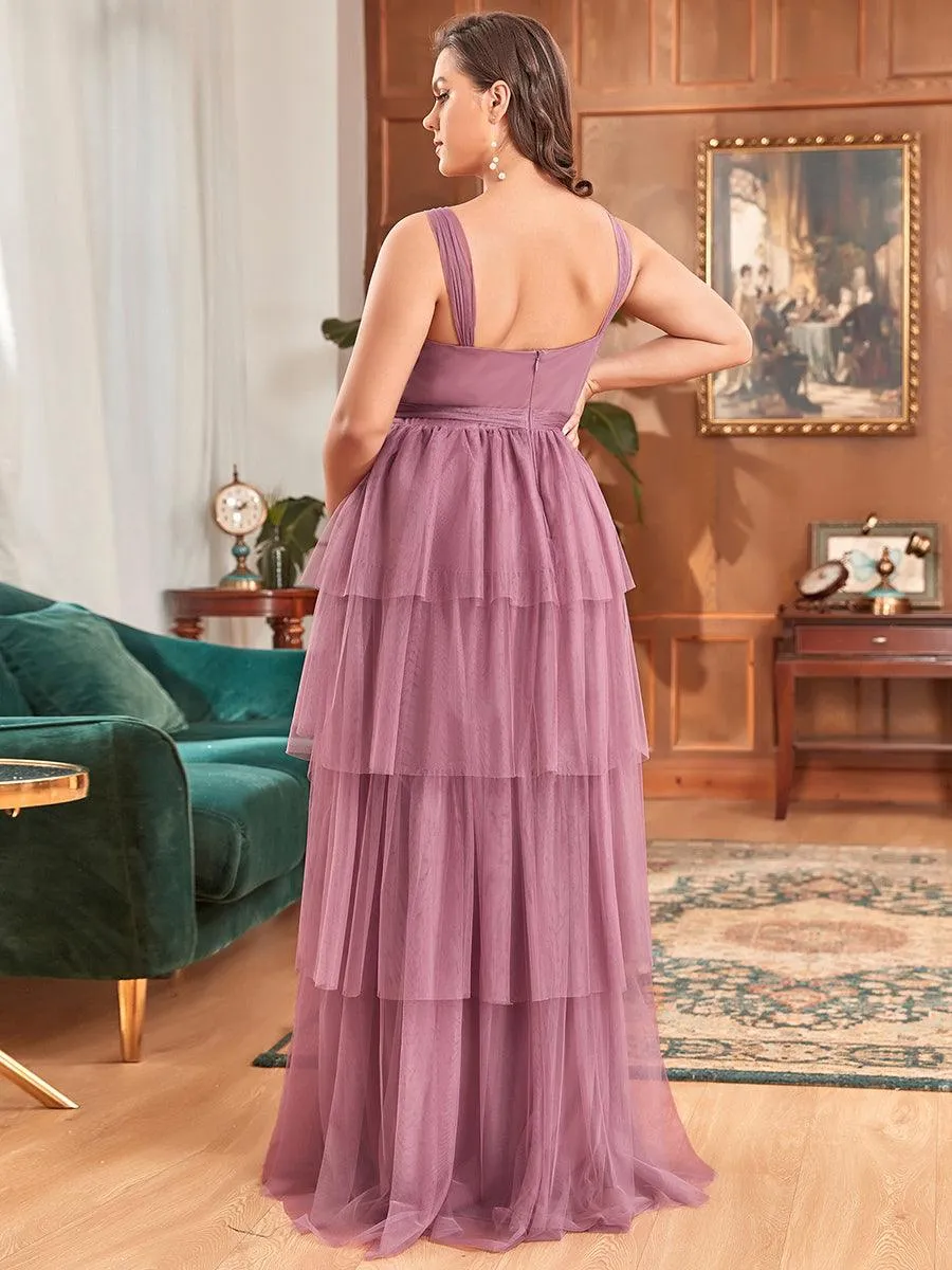 Robe de maternité longue en tulle à col en V sans manches à taille empire(Vente finale)
