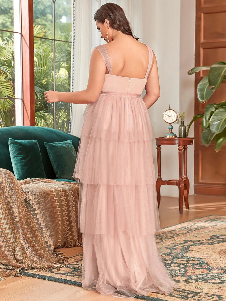 Robe de maternité longue en tulle à col en V sans manches à taille empire(Vente finale)