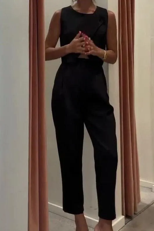 Round Neck Button Top Pant Suit