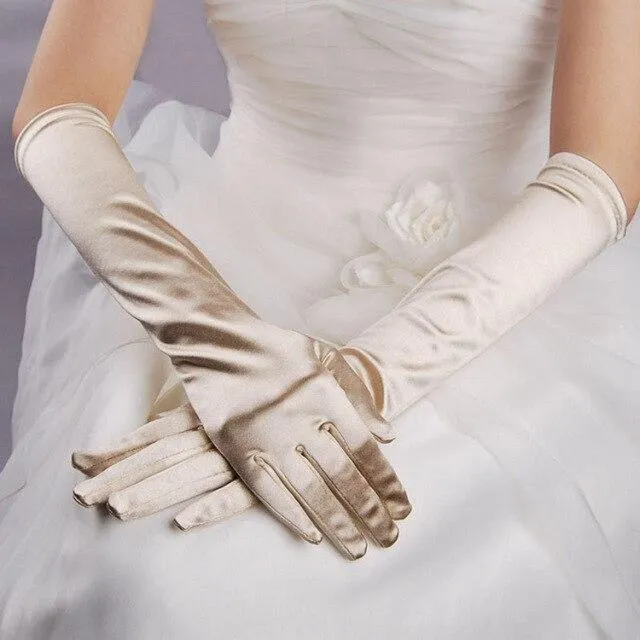 Roycebridal Gothic Satin Wedding Hand Glove Sexy Bridal Gloves Women