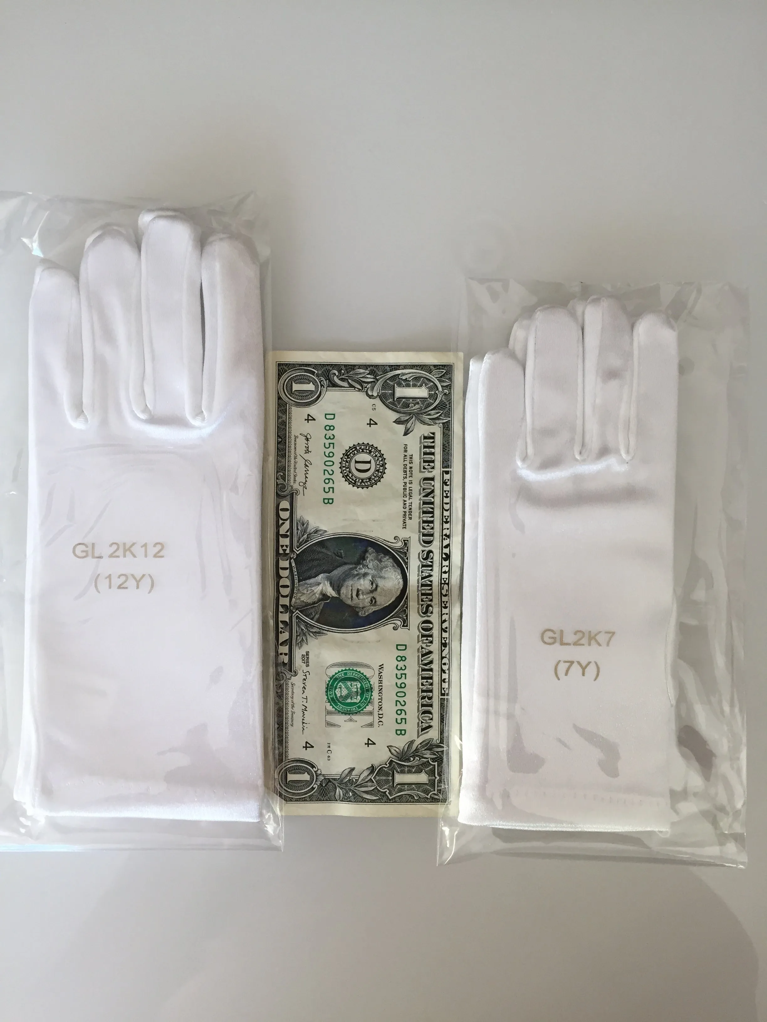 Satin Gloves with Flower and Rhinestone Accent - LT-GL708