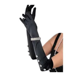 Satin Gloves With Rhinestone Bracelet