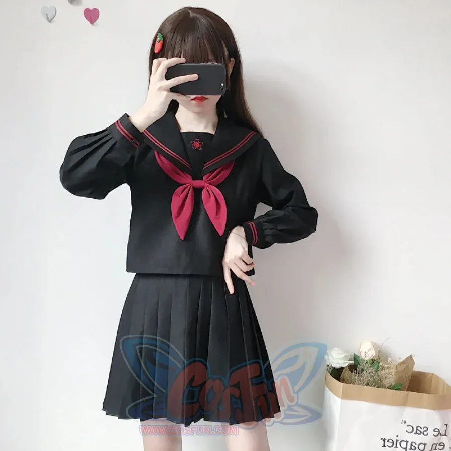 School Uniform Sakura Embroideried Novelty Sailor Suits Yankee Uniform J40138