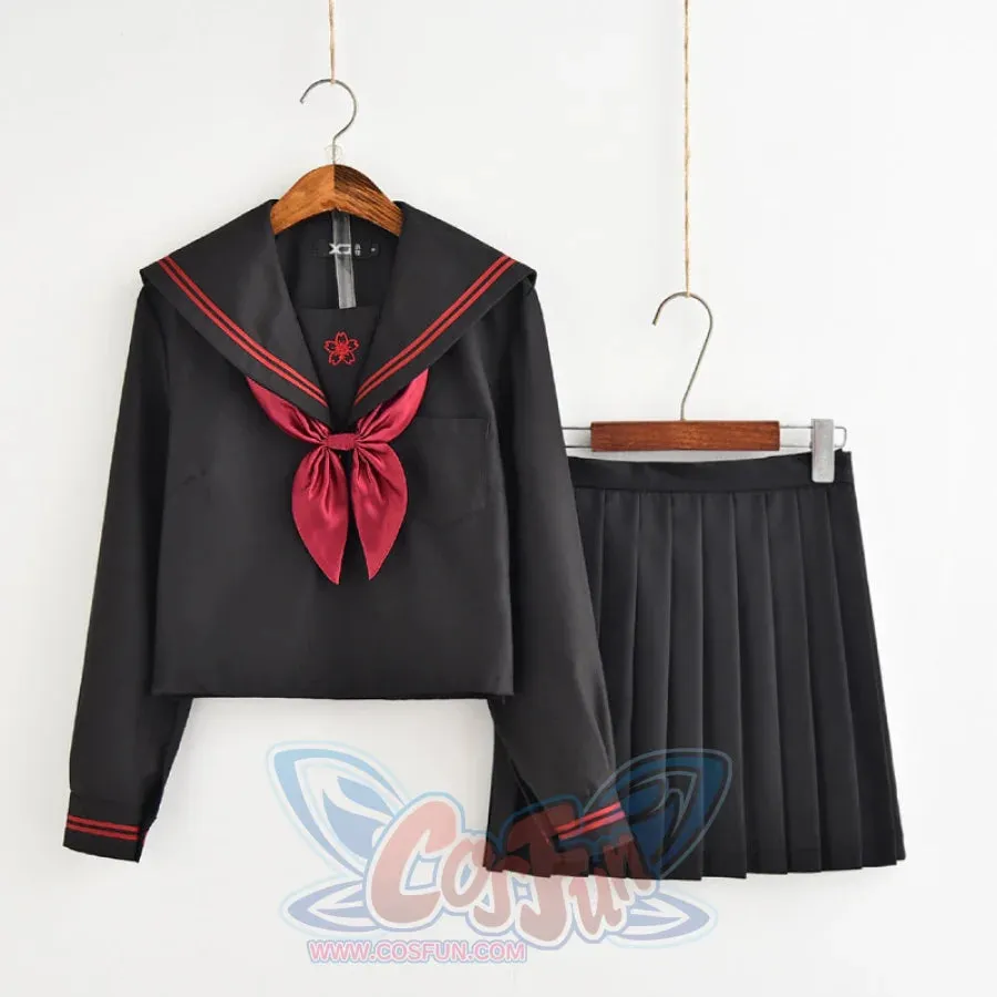 School Uniform Sakura Embroideried Novelty Sailor Suits Yankee Uniform J40138