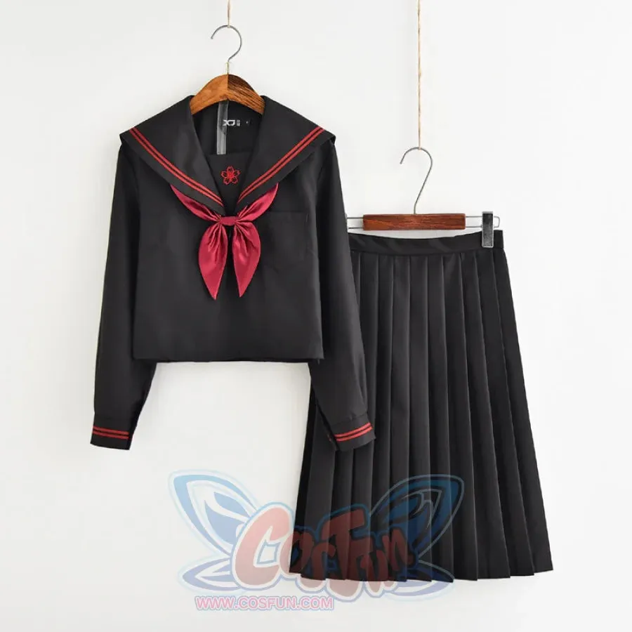 School Uniform Sakura Embroideried Novelty Sailor Suits Yankee Uniform J40138