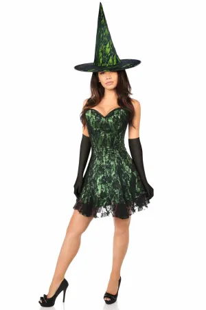 Sexy Three Piece Green Lace Corset Dress Costume