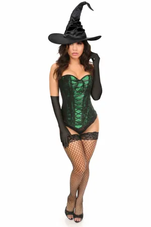 Sexy Three Piece Green Lace Witch Corset Costume