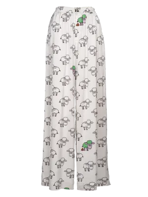 Sheep-print Wide-leg Trousers