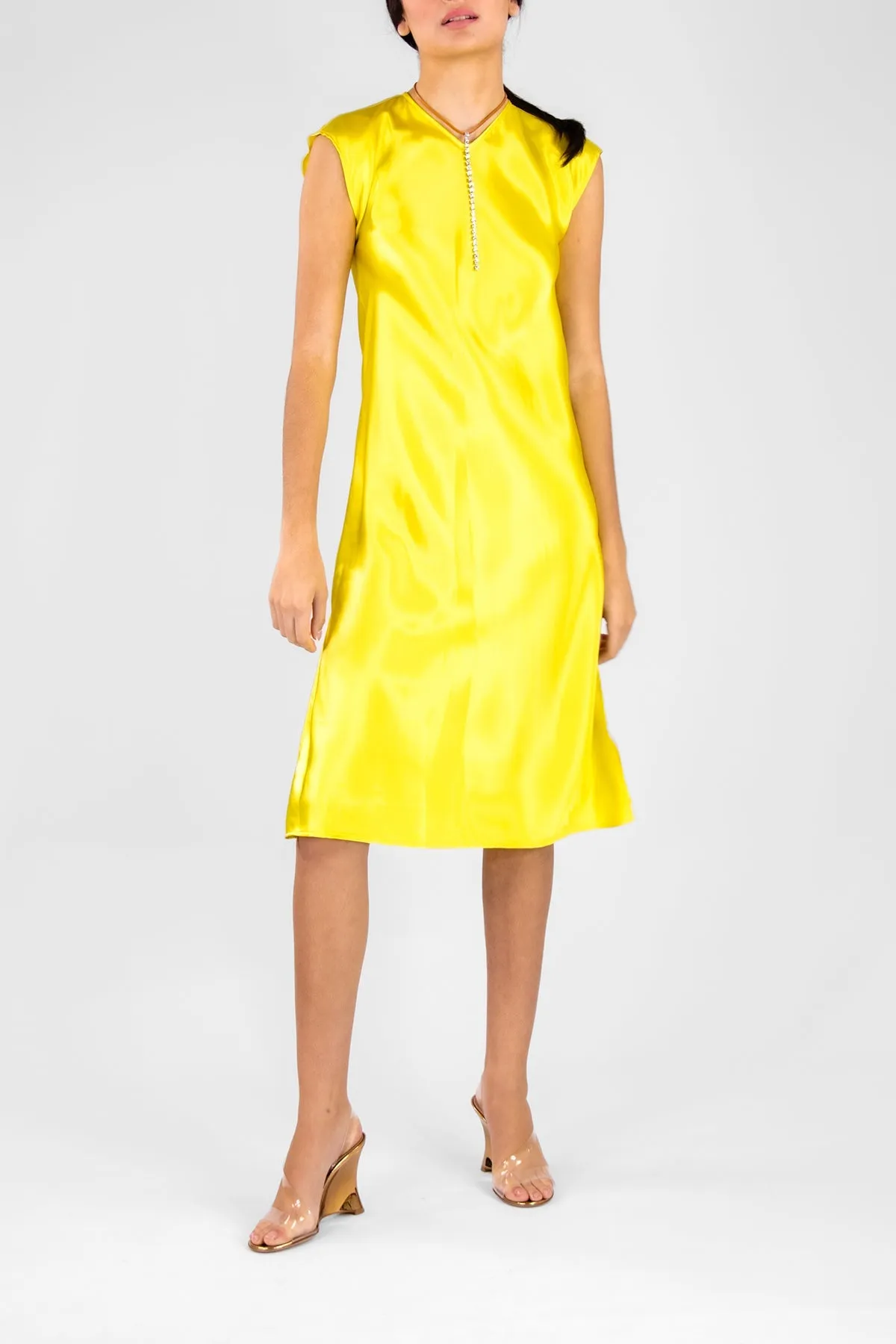 Shining Satin Sheath Dress in Lollypop