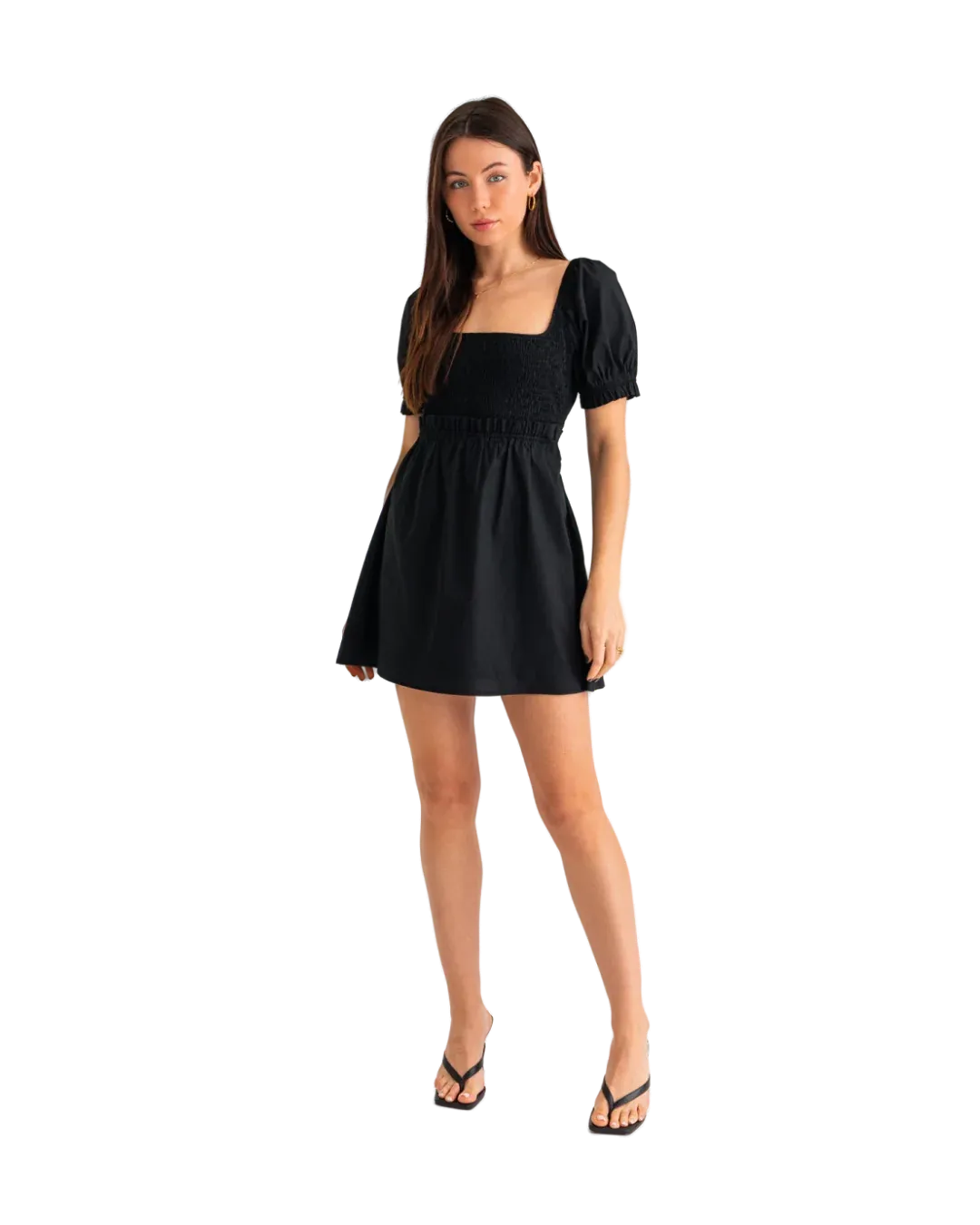 Short Sleeve Smocked Detail Dress