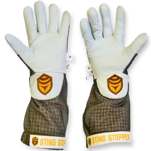 Sting Stopper Ventilated Goat Skin Beekeeping Gloves - Olive Green