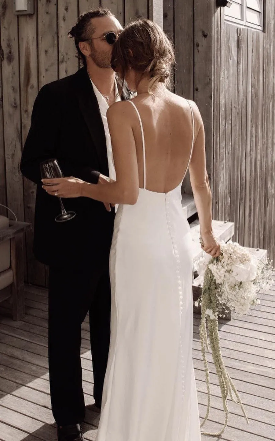 Sweetheart Sheath Satin Simple Wedding Dress Sleeveless With Court Train-716590
