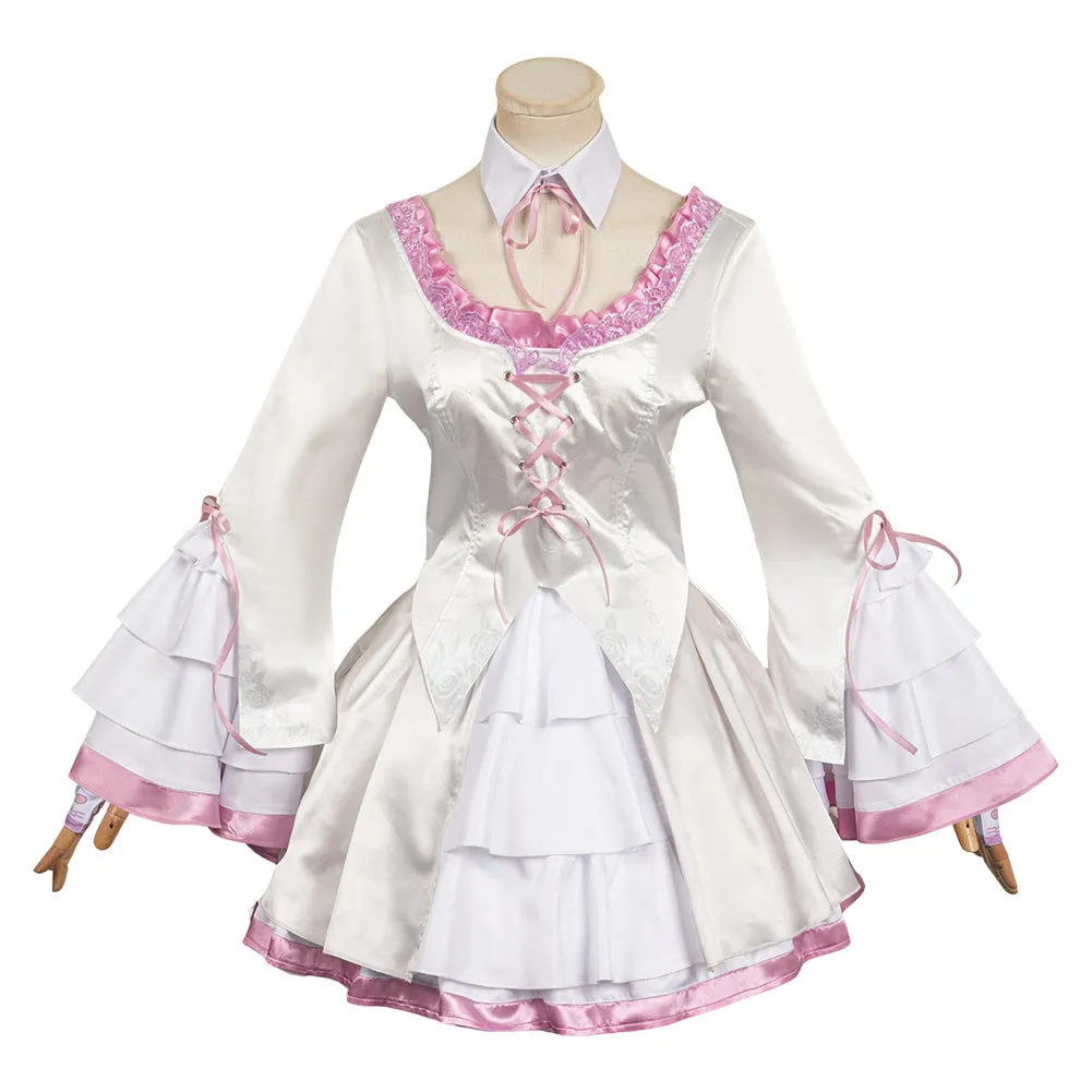 Tekken 8 Lili White Printed Dress Suit Cosplay Costume Outfits Halloween Carnival Suit