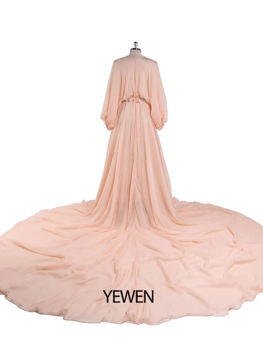Tencel Chiffon Evening Dress V Neck Maternity Gown for Photo Shoots Photography Dress Plus Size
