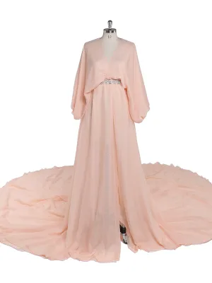 Tencel Chiffon Evening Dress V Neck Maternity Gown for Photo Shoots Photography Dress Plus Size