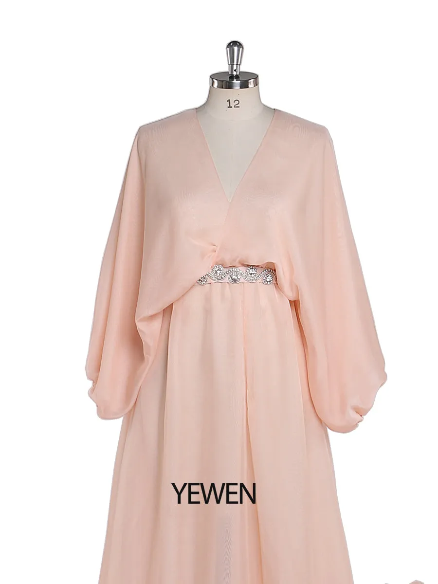 Tencel Chiffon Evening Dress V Neck Maternity Gown for Photo Shoots Photography Dress Plus Size